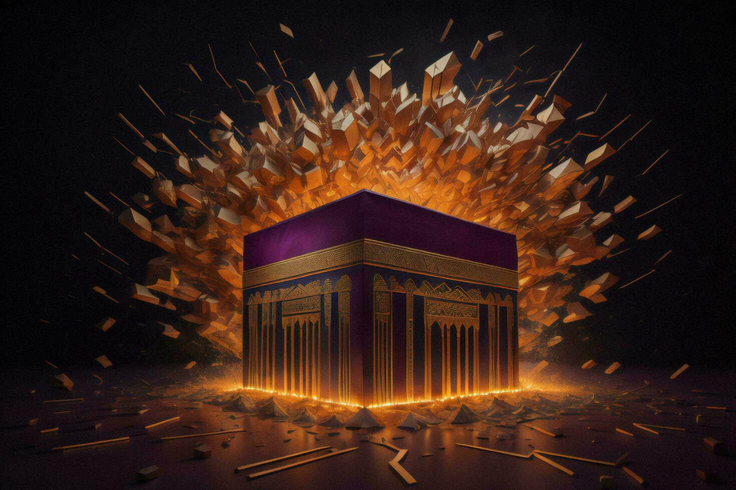 AI generated Illustration of islamic holy Kaaba. generative ai photo