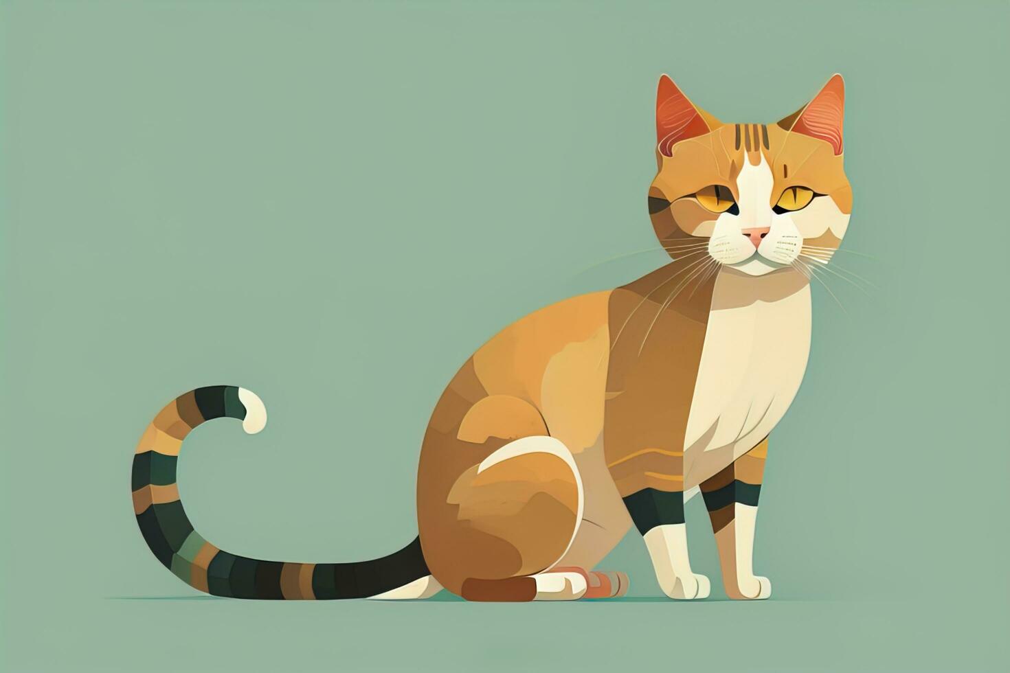 AI generated Cute cat sitting on the floor. Vector illustration in retro style. ai generative photo