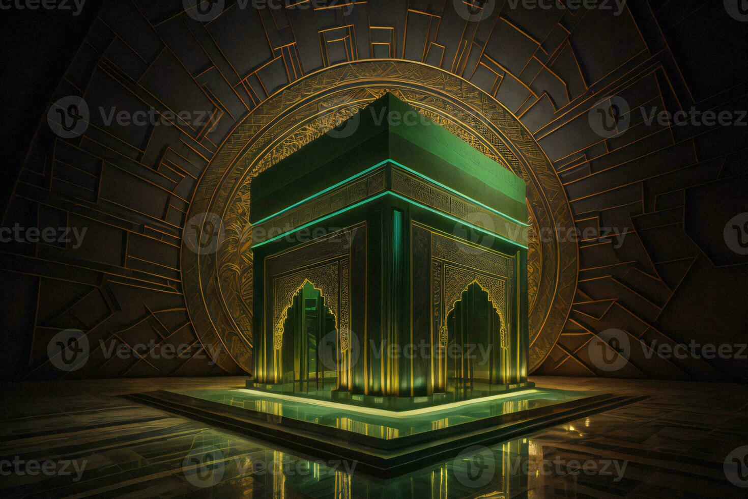 AI generated Kaaba- holy place of Muslims.  public item of all muslims. generative ai photo