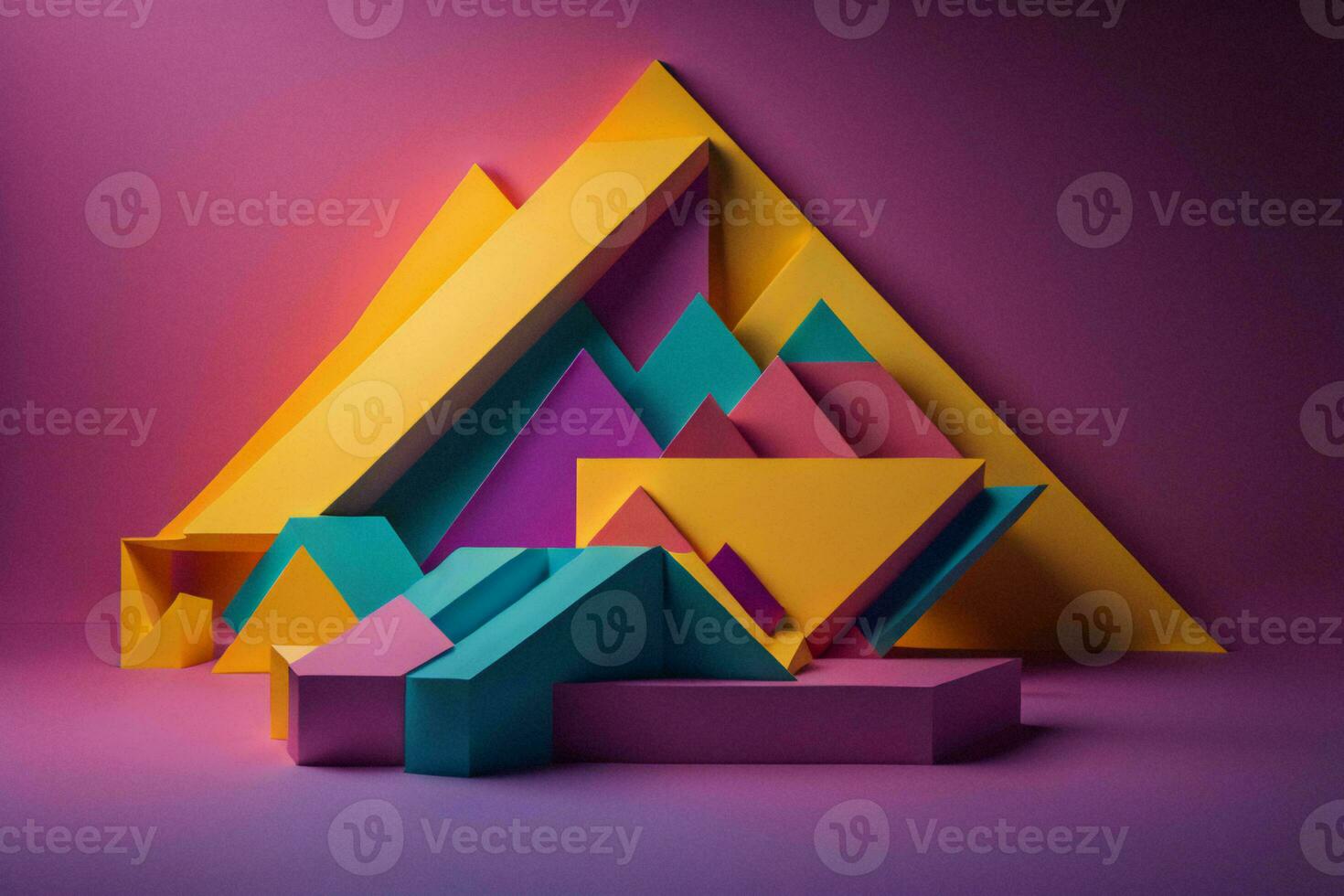 AI generated Abstract geometric background with colorful shapes. generative ai photo