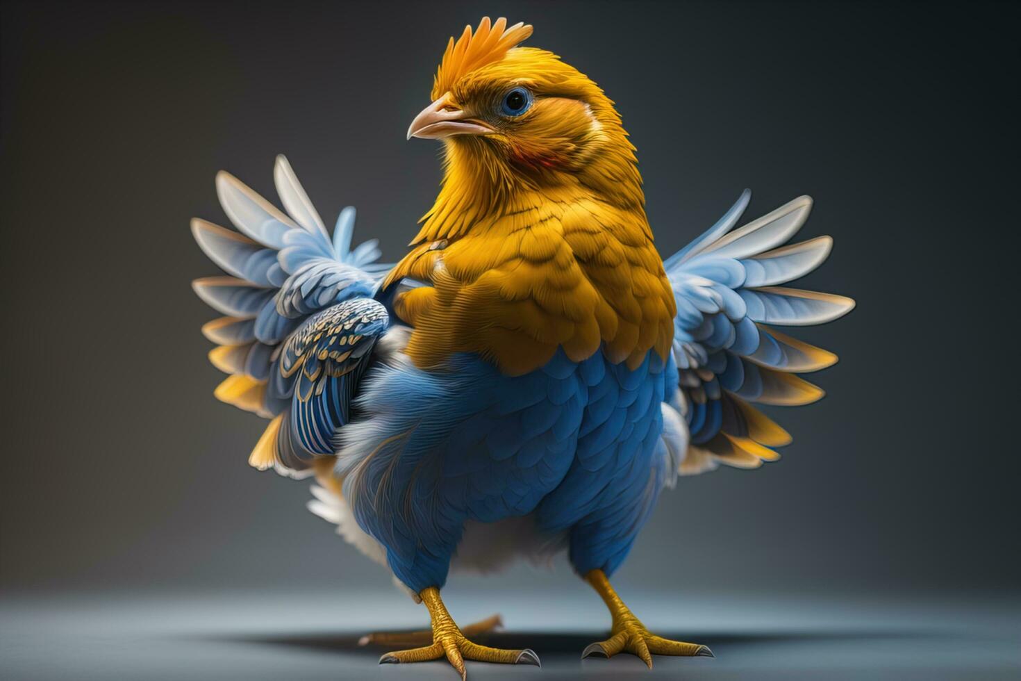 AI generated Colorful chicken on a solid color background, studio photo. ai generative photo
