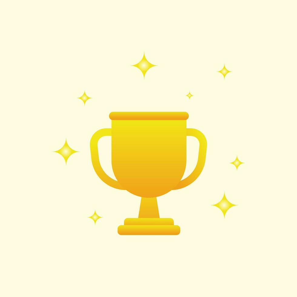 illustration gold trophy cup with stars vector