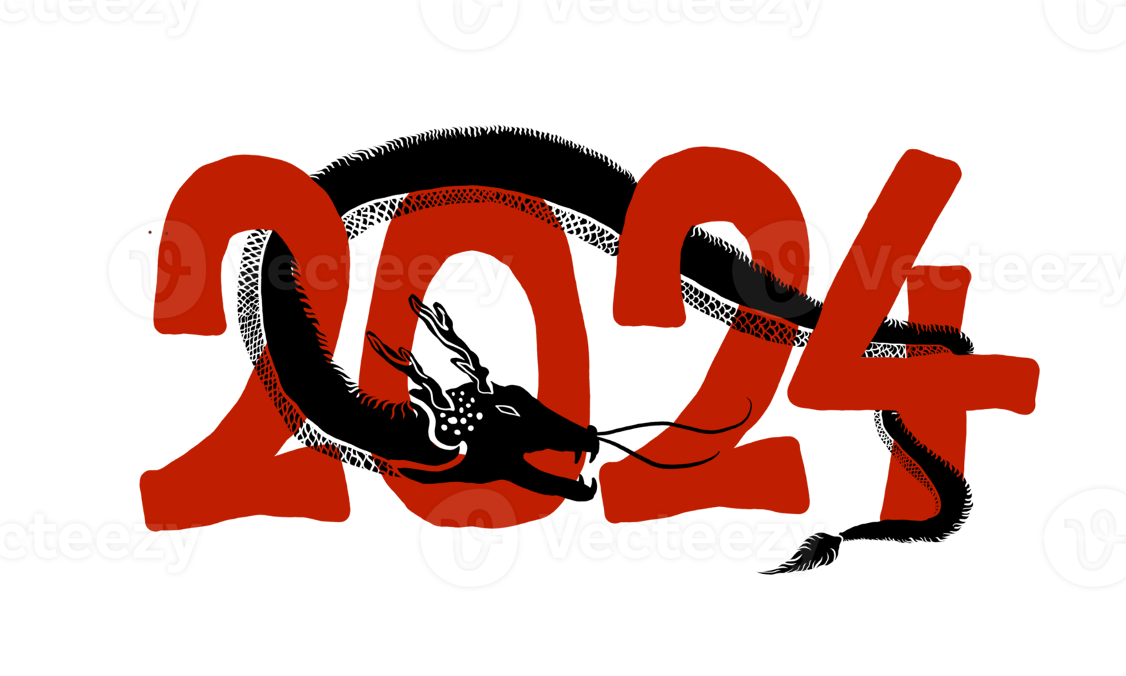 a chinese dragon is in the shape of the number 2024 png