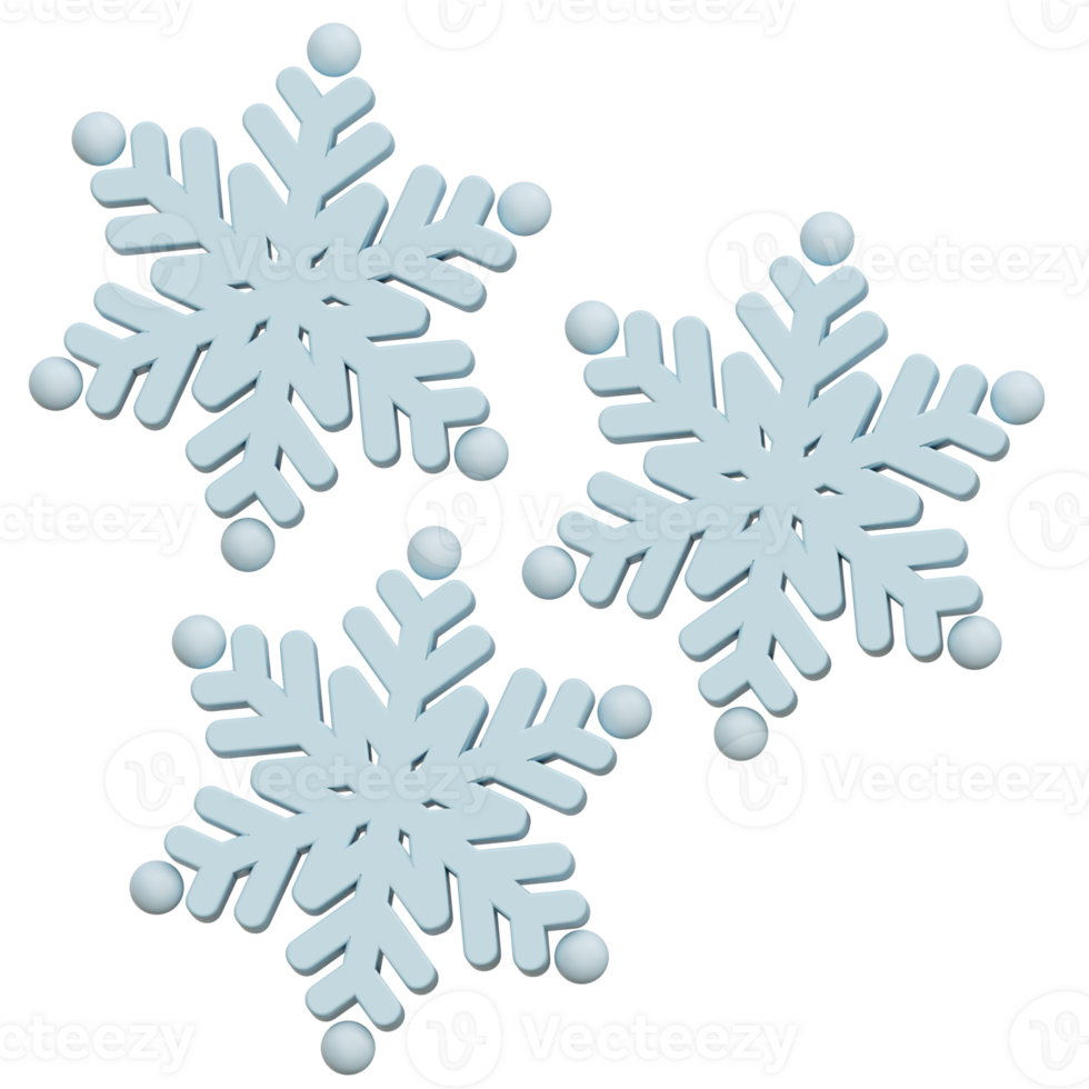 flocos de neve 3d ícone ilustrações png