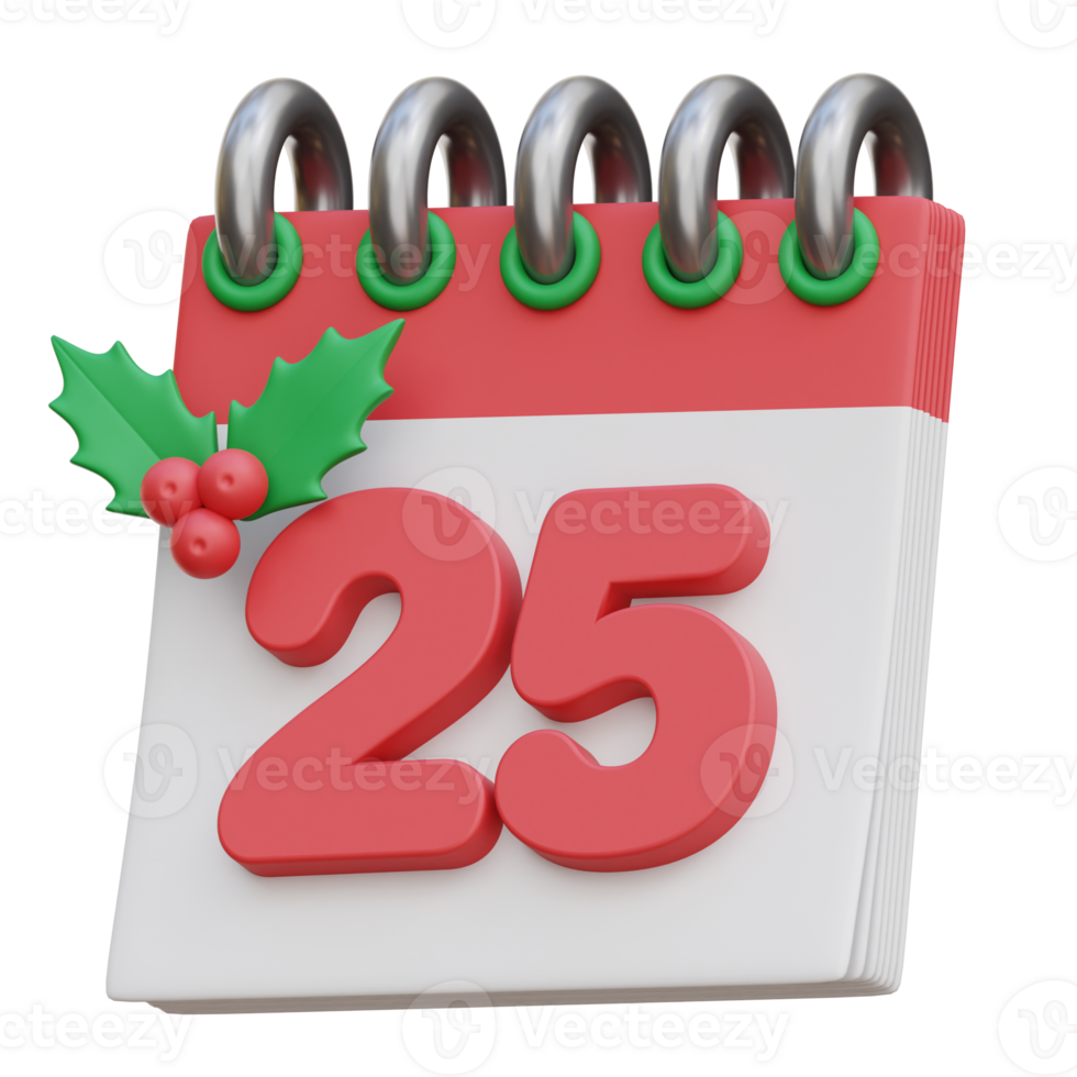 Natale calendario 3d icona illustrazioni png