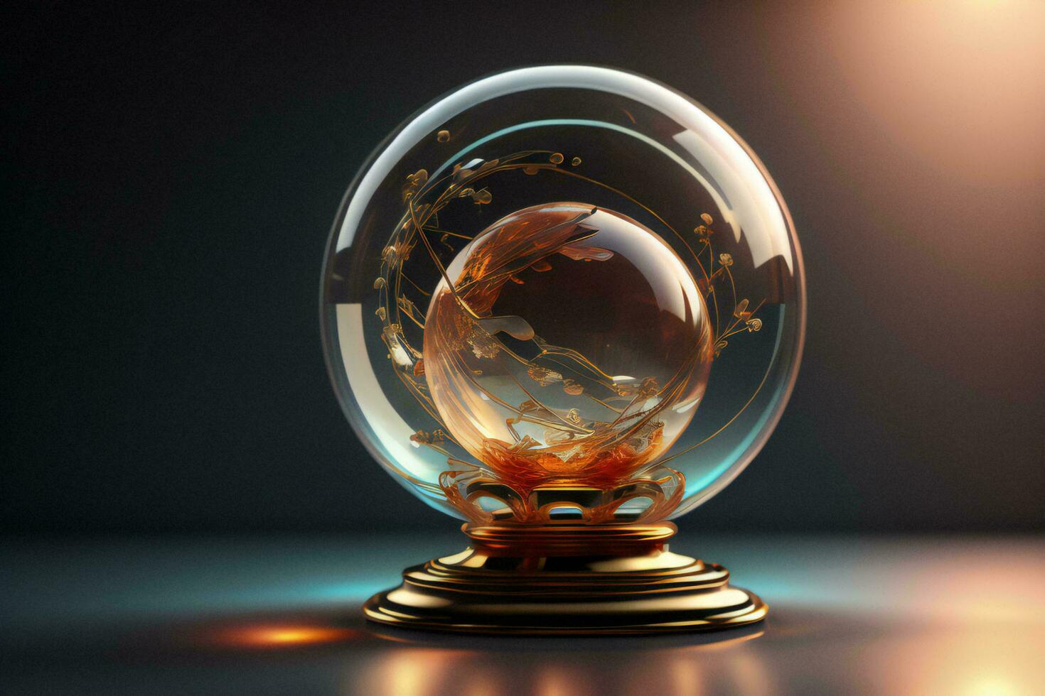 AI generated Crystal ball on a black background. generative ai photo