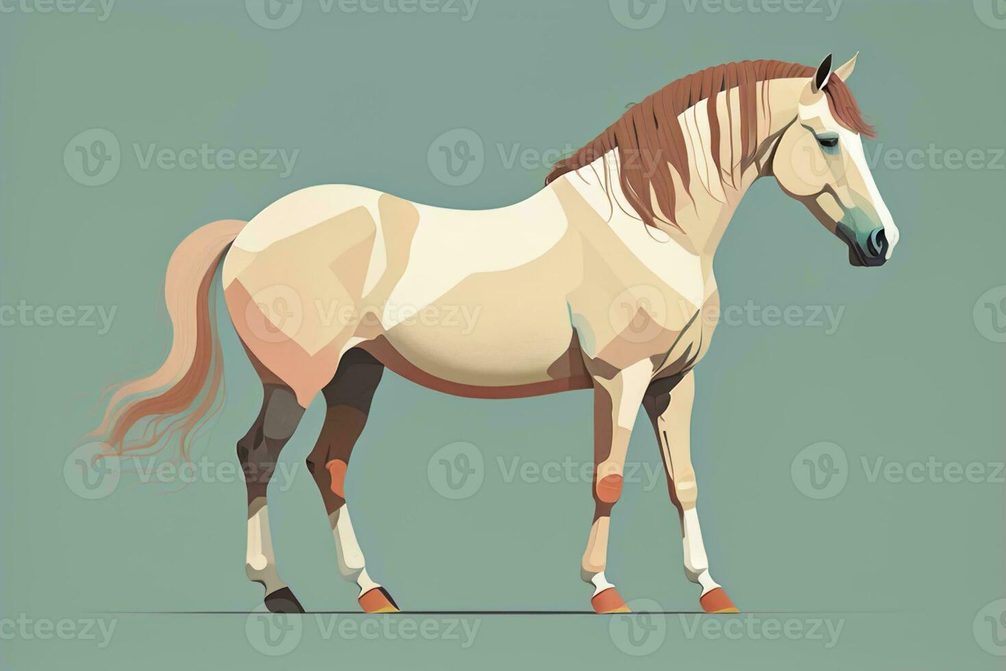 AI generated Brown and white horse standing. Vector illustration. ai generative photo