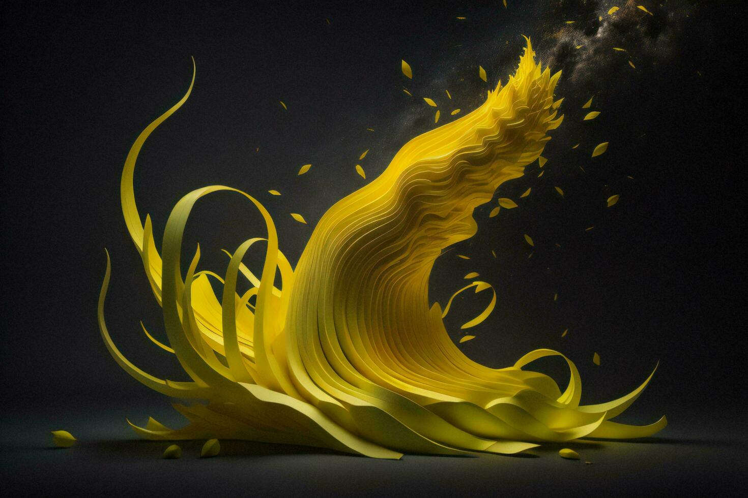 AI generated Abstract yellow paint splashes on black background. generative ai photo