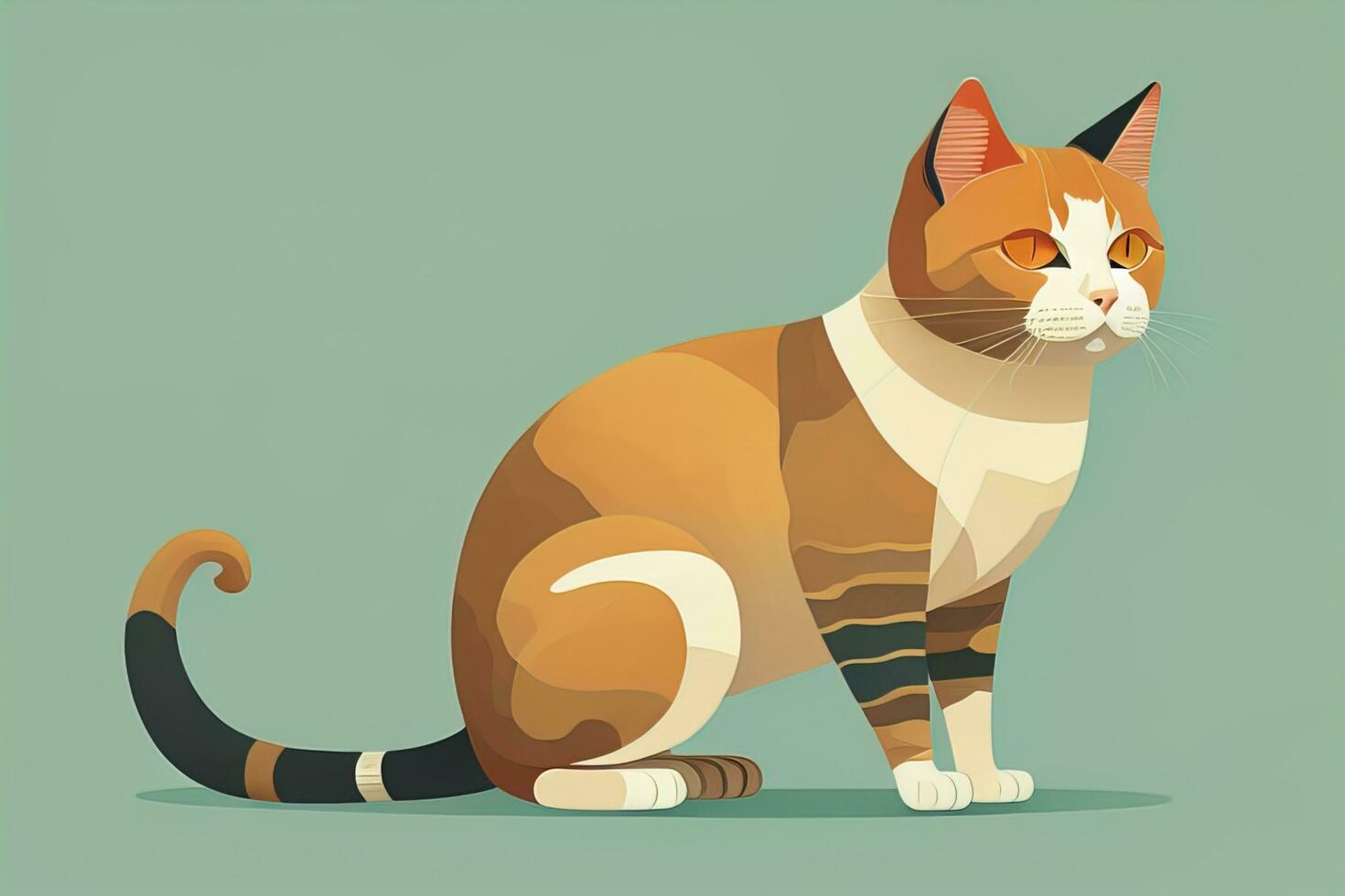 AI generated Cute cat sitting on the floor. Vector illustration in retro style. ai generative photo