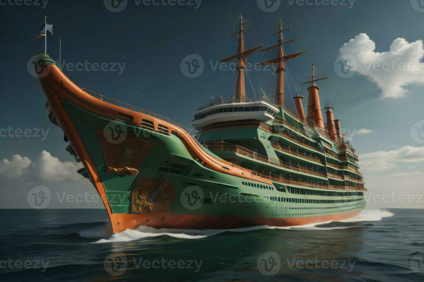 AI generated Cruise ship in the ocean. generative ai photo