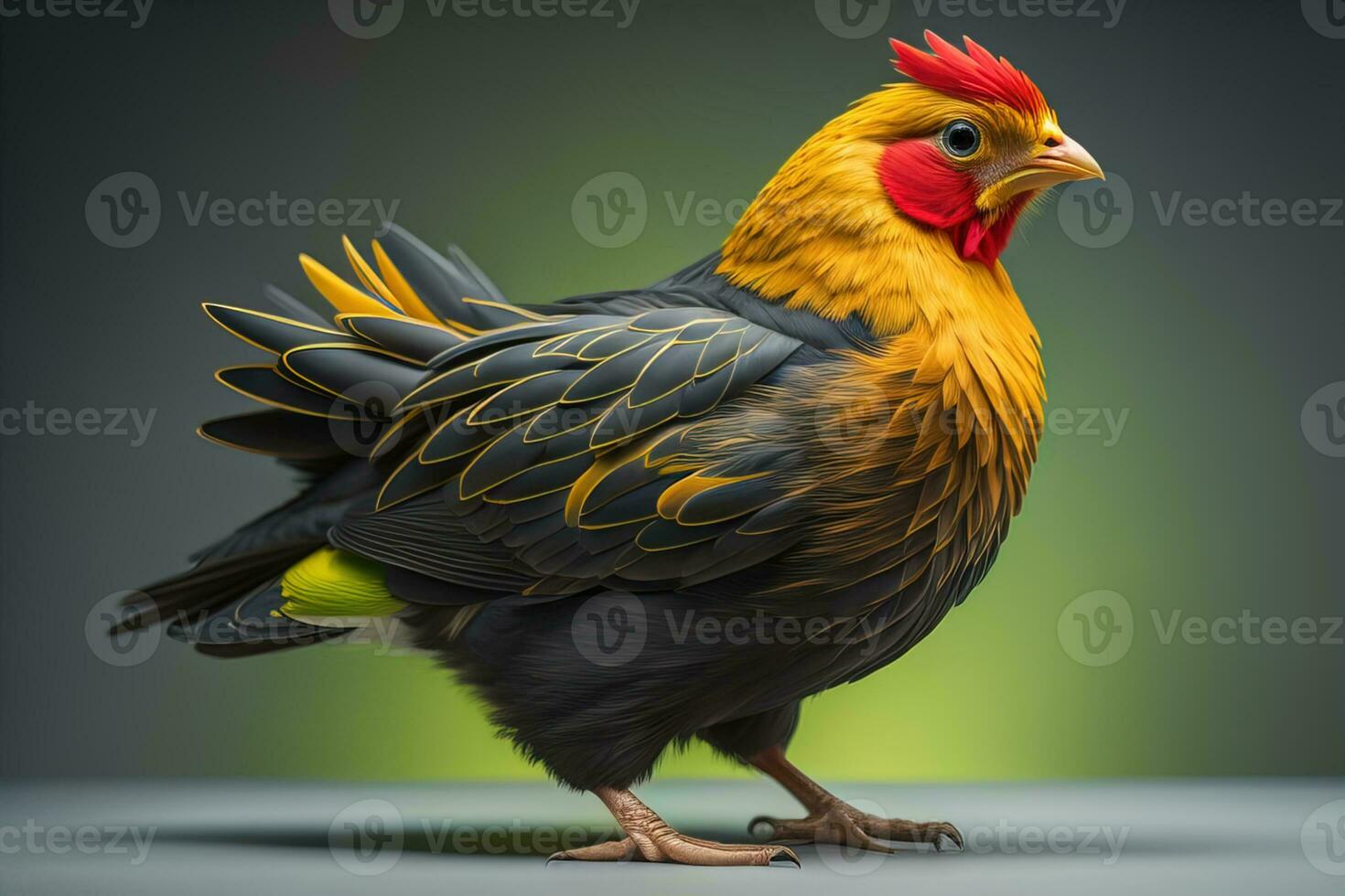 AI generated Colorful chicken on a solid color background, studio photo. ai generative photo