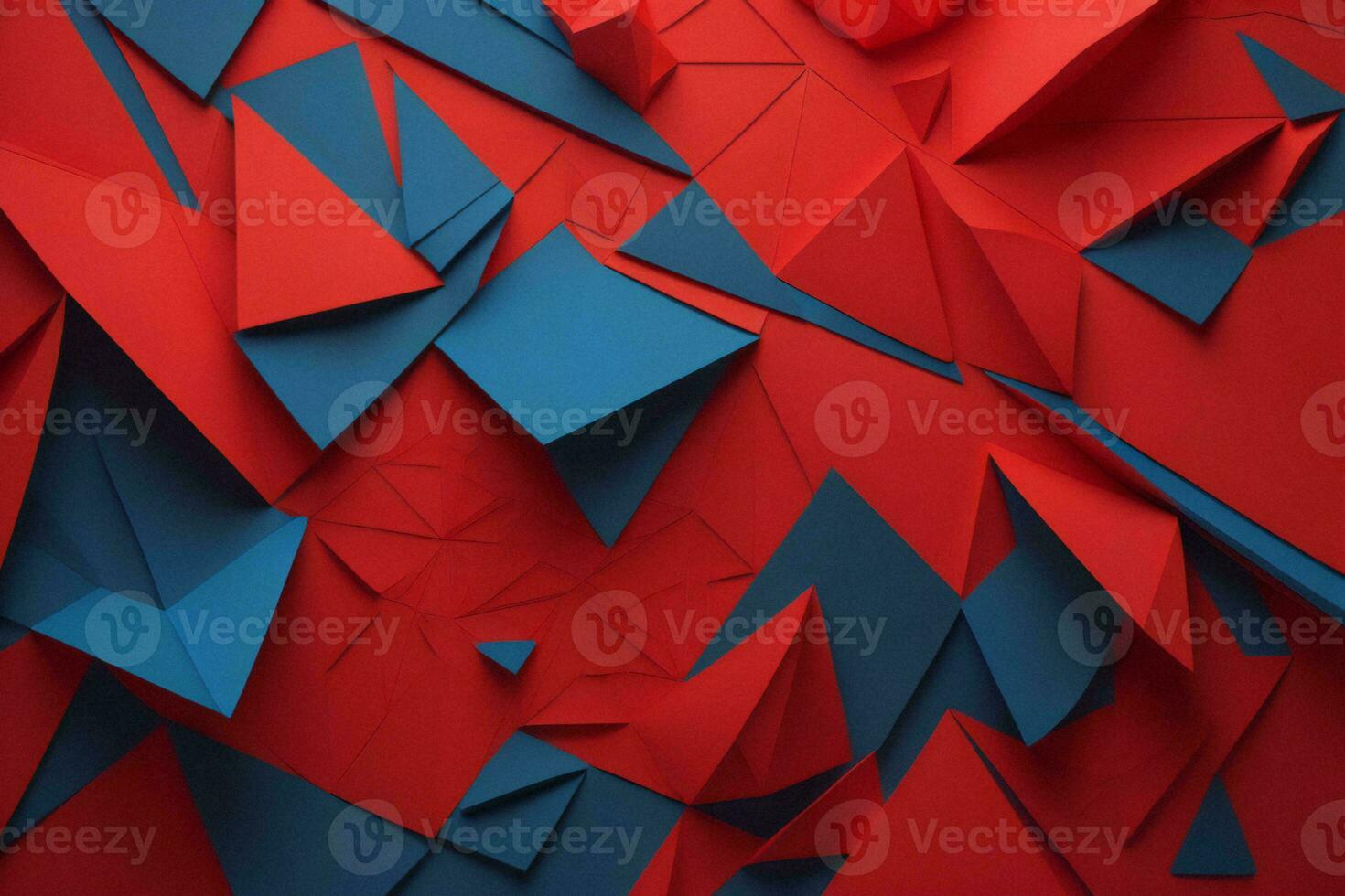 AI generated Abstract 3d chaotic red and blue origami background. generative ai photo