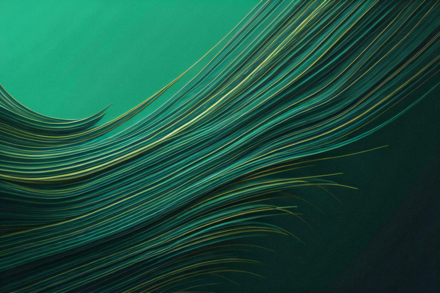 AI generated abstract background with wavy lines in green colors, vector illustration. ai generated photo