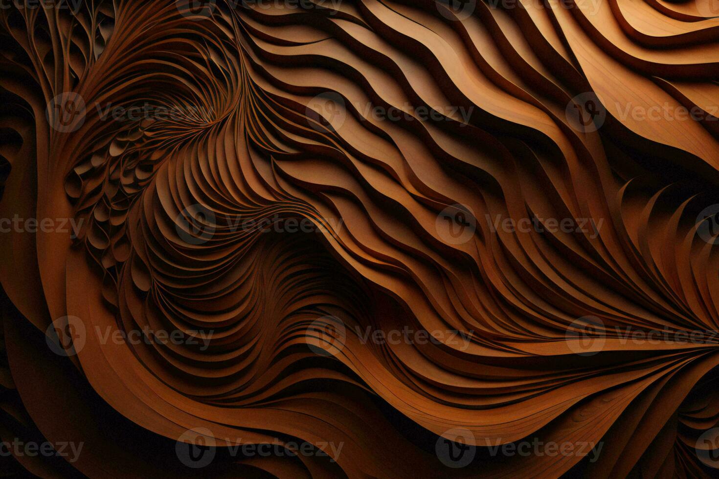 AI generated abstract wavy background in brown colors. generative ai photo