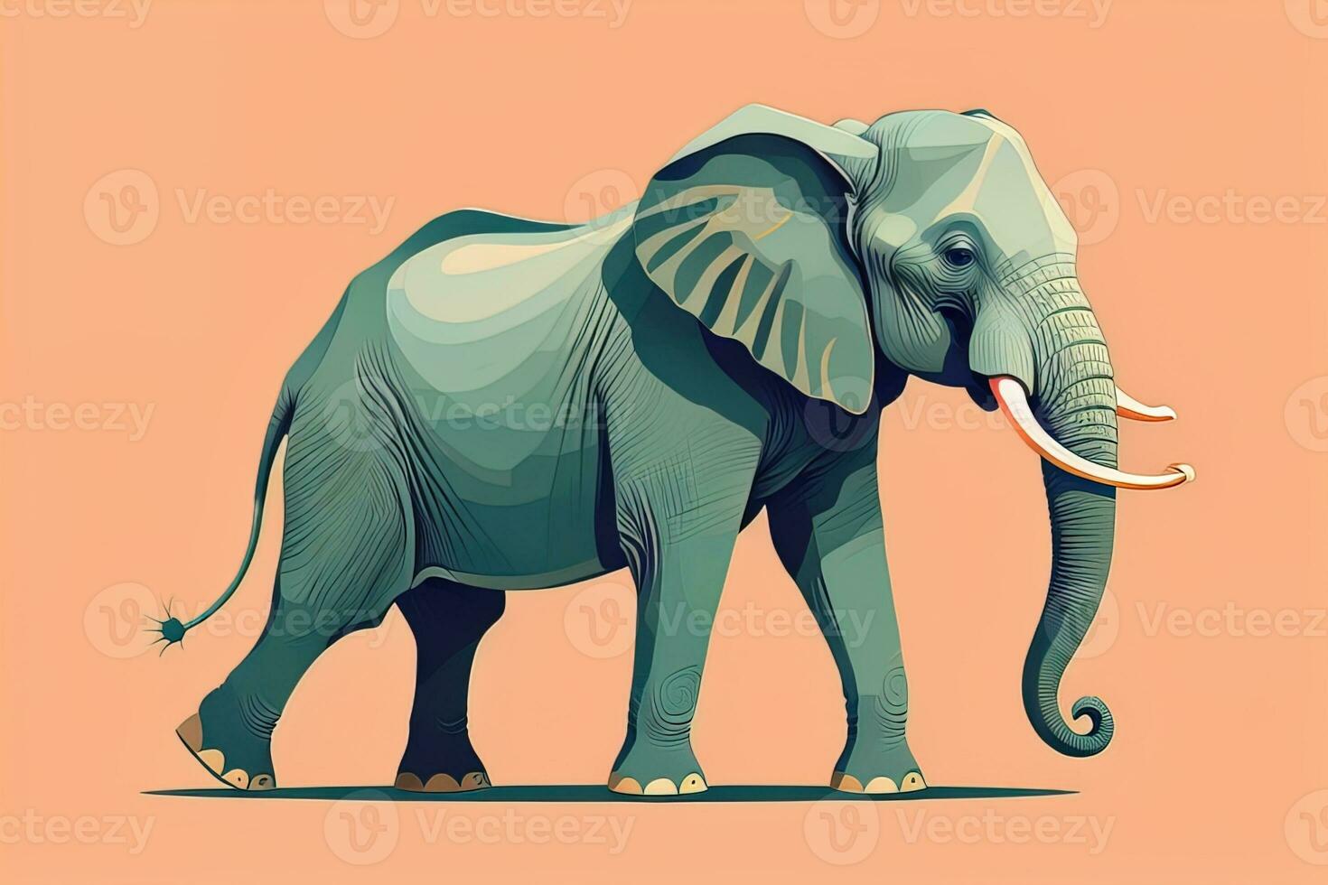 AI generated Vector illustration of an elephant. Isolated on a solid color background. ai generative photo