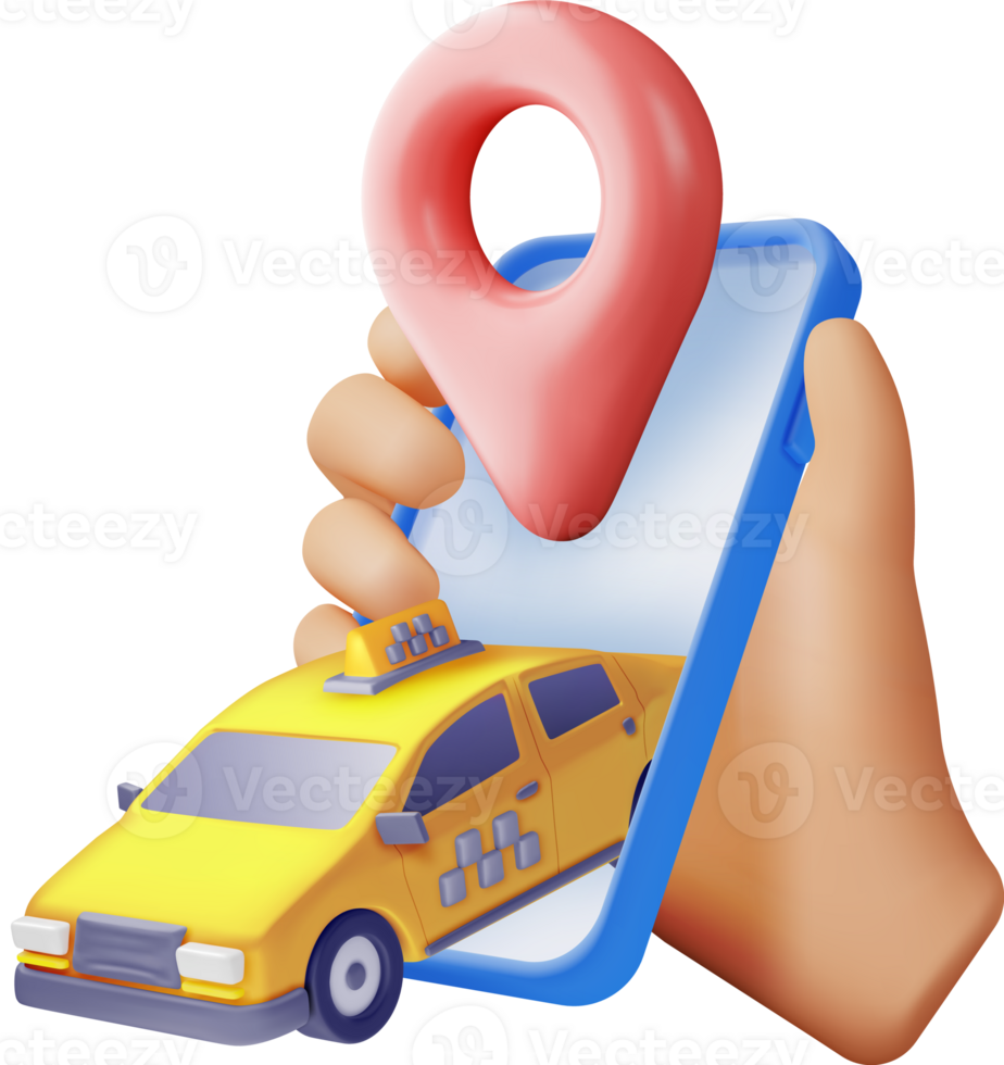 3D Taxi Car Sedan in Mobile Phone png