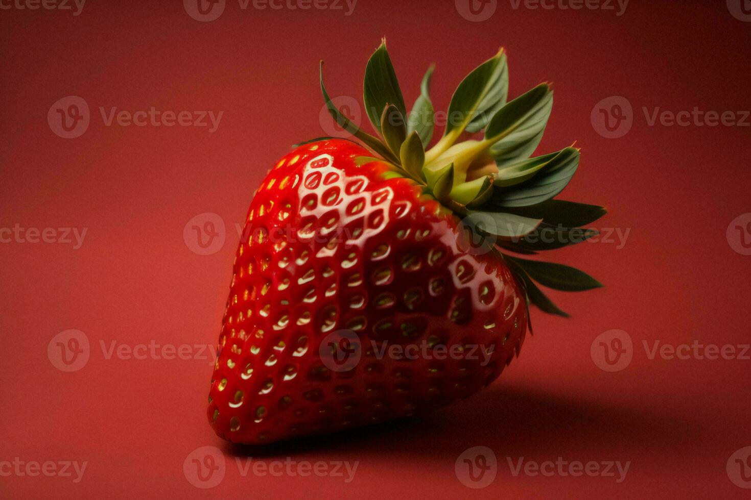 AI generated Strawberry isolated on a red background. Fresh strawberry on a red background. ai generated photo