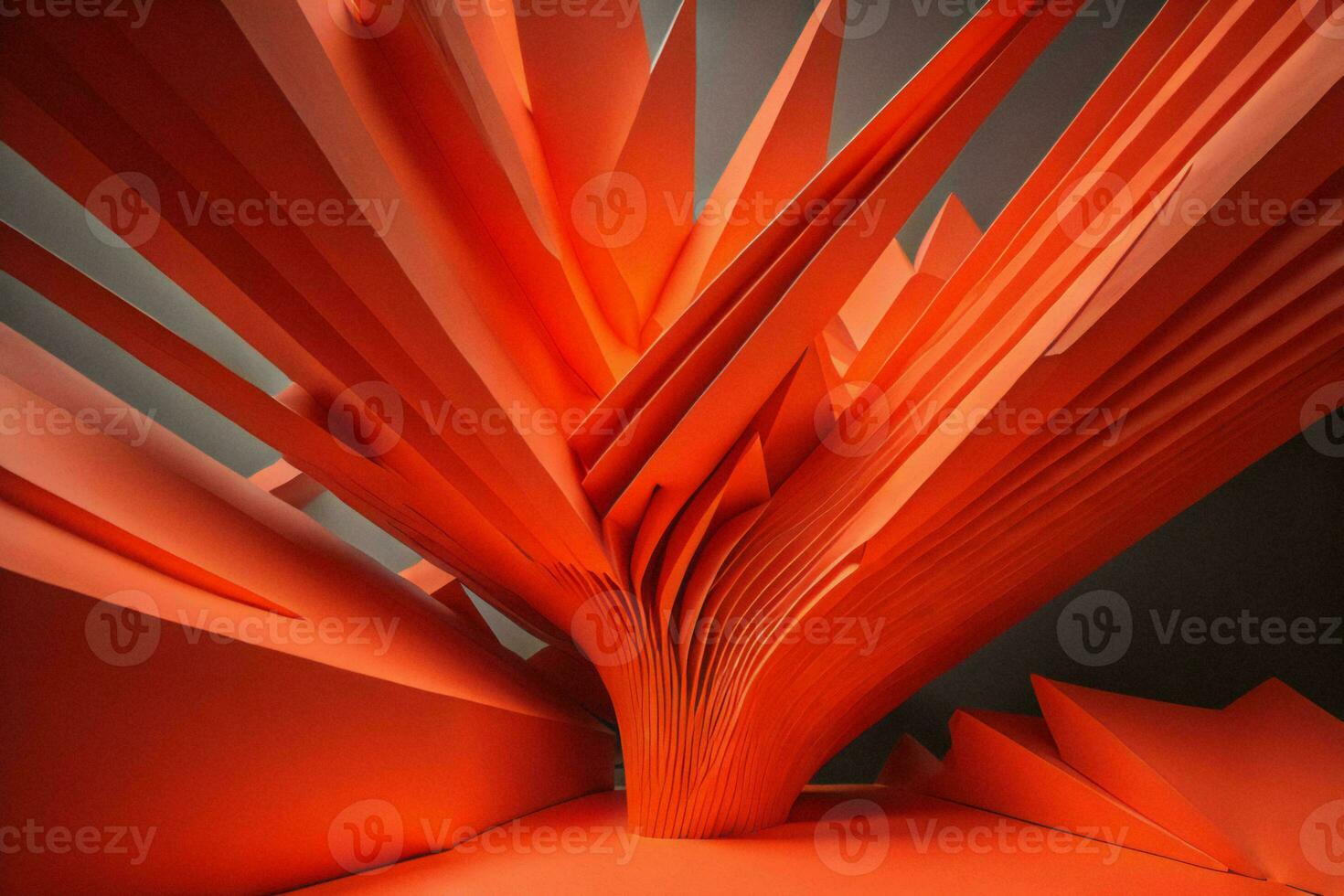 AI generated Abstract red background with curved paper sheets. ai generated photo