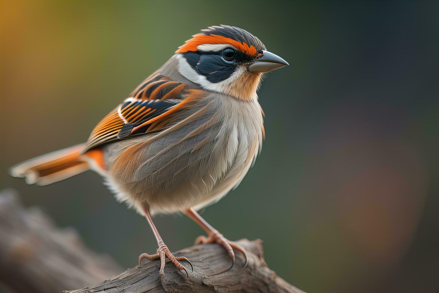 ai generado de cresta roja gorrión, fringilla montano. generativo ai foto
