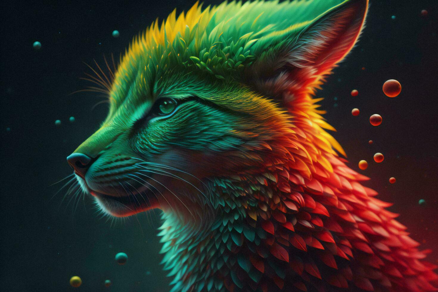 AI generated Red fox in water with bubbles. ai generated photo