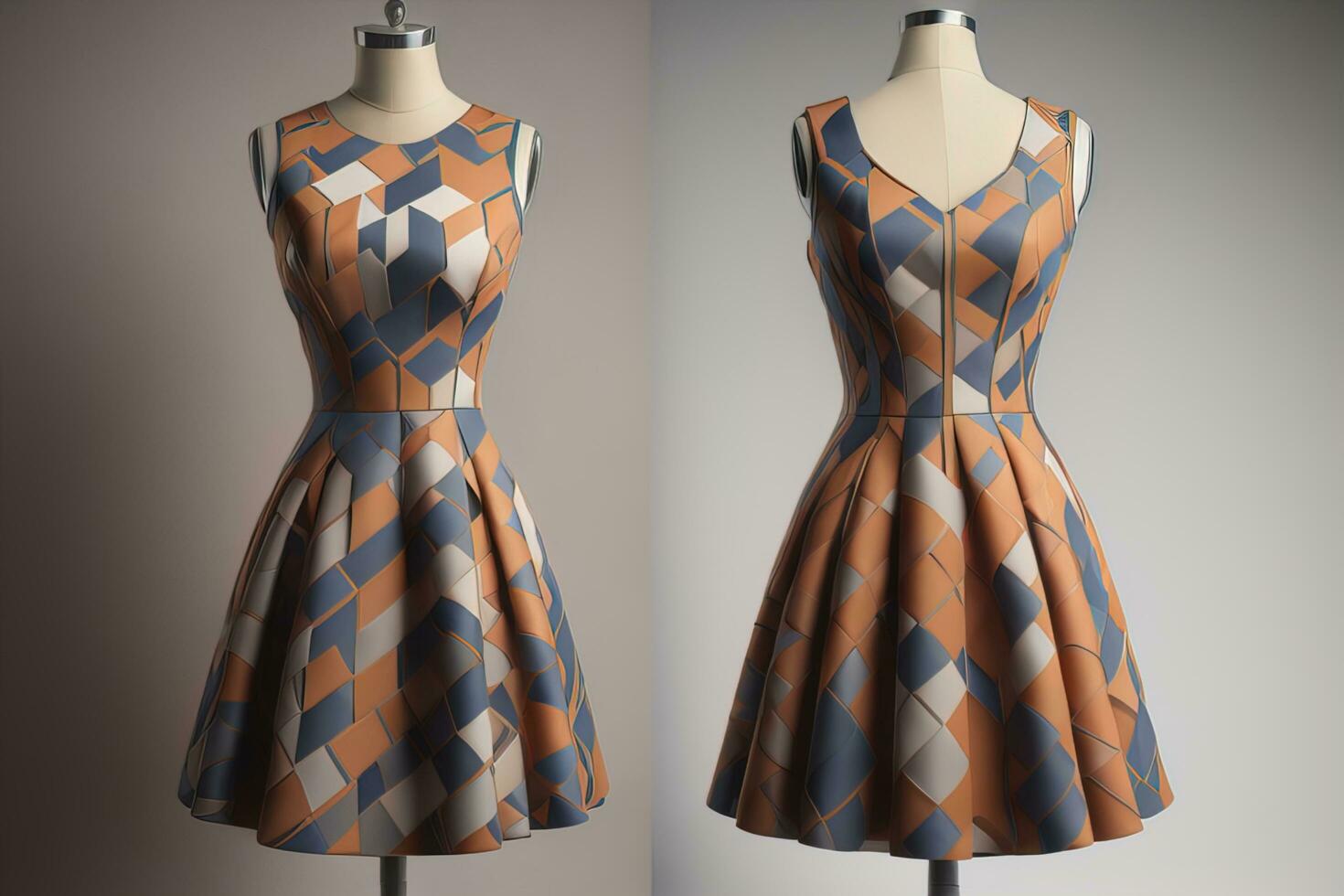 AI generated Women's dress on a mannequin in a fashion store. ai generative photo