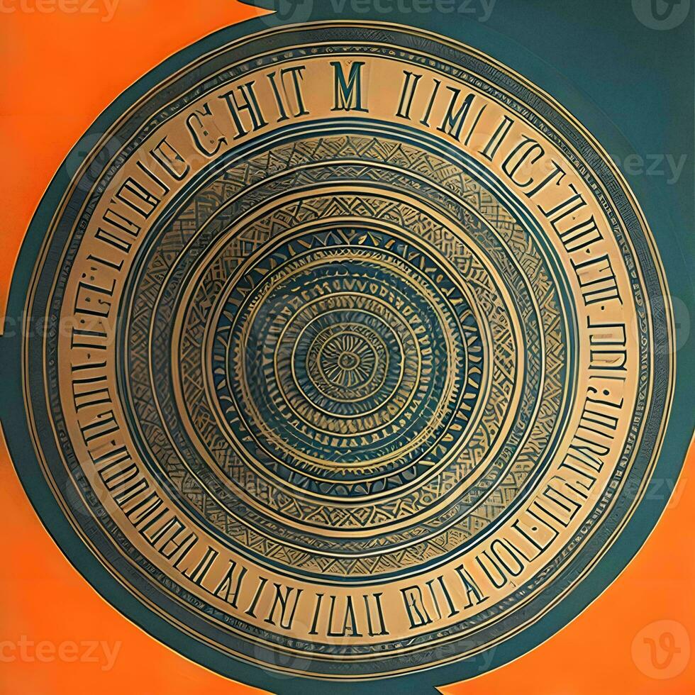 AI generated Vintage background with round frame. Vector illustration. generative ai photo