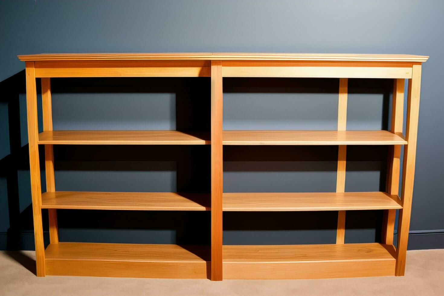 AI generated Wooden bookcase in the interior of the room, generative ai photo
