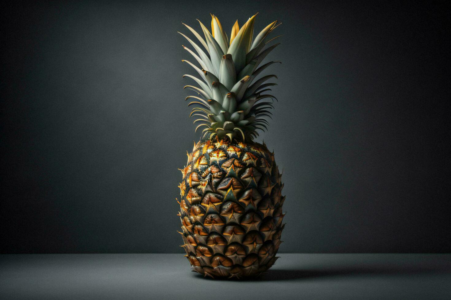 AI generated Pineapple on a dark background. ai generated photo