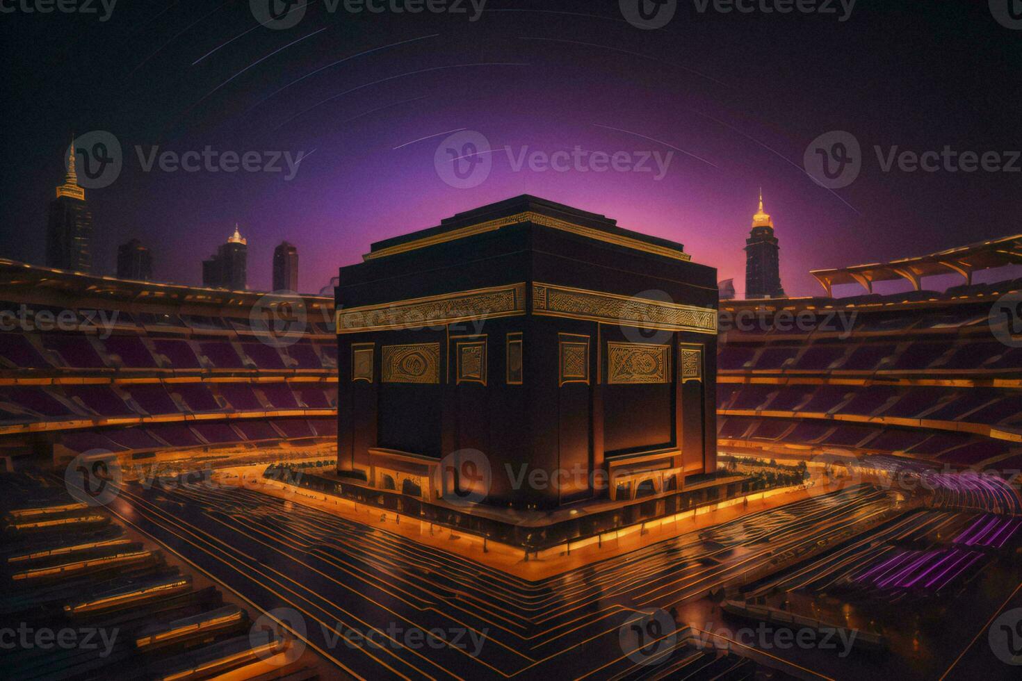 AI generated Illustration of islamic holy Kaaba. generative ai photo