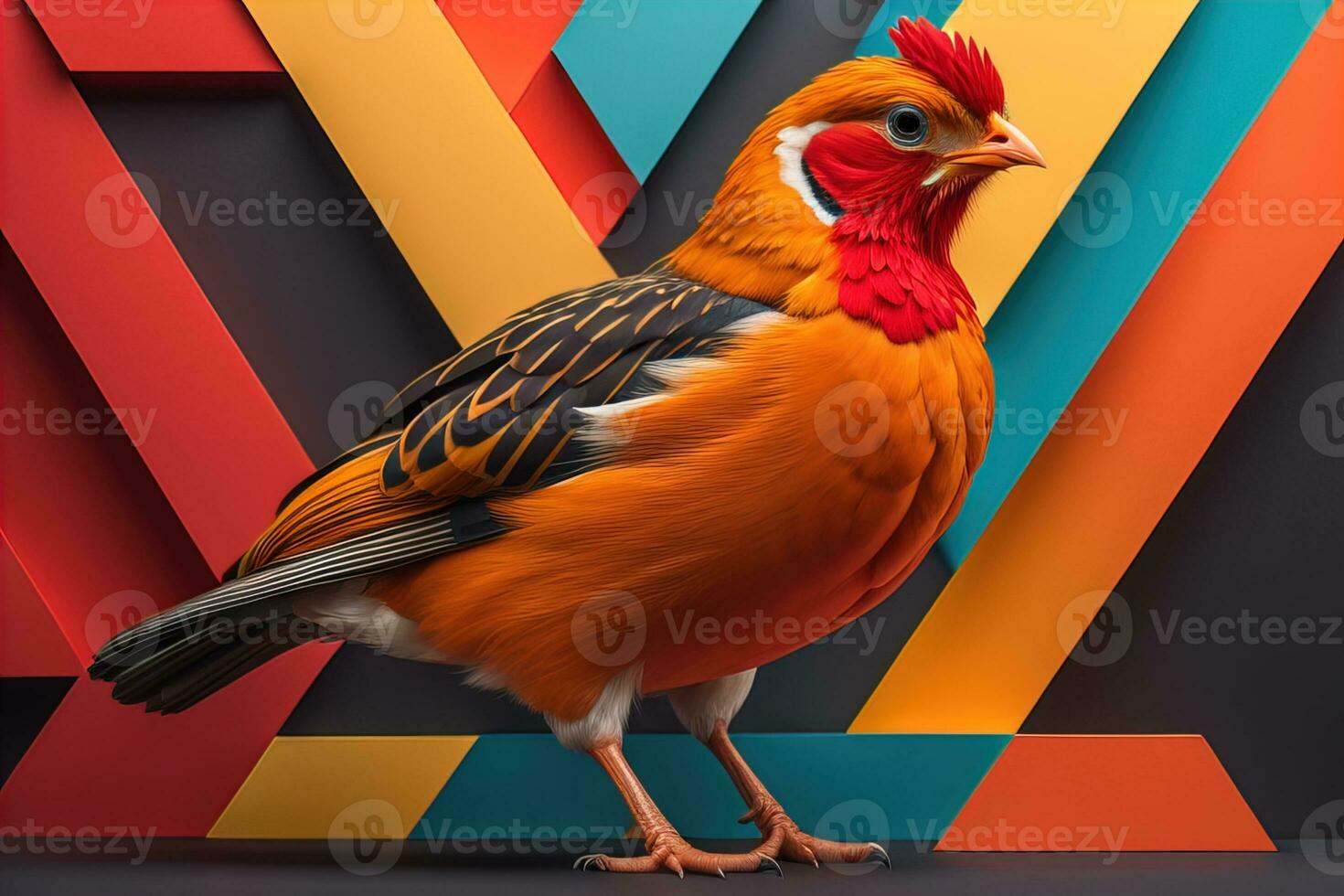AI generated Colorful chicken on a solid color background, studio photo. ai generative photo