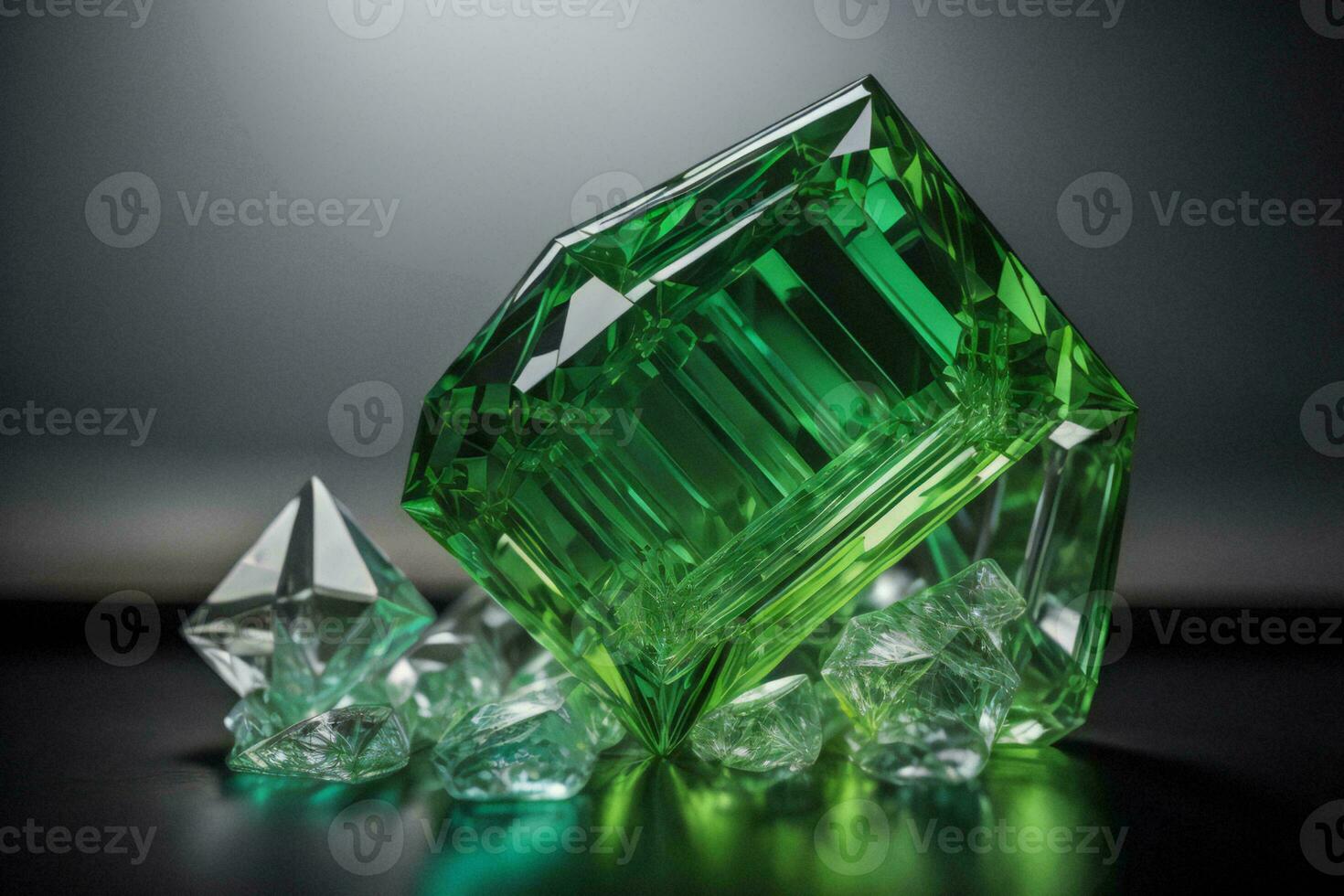 AI generated Green diamond on a dark background. ai generated photo