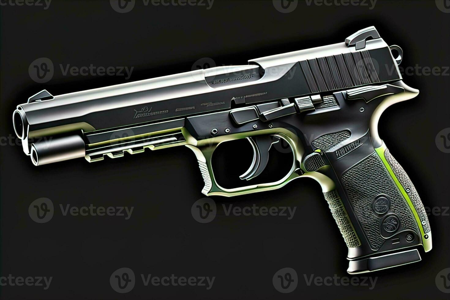 AI generated Semi-automatic handgun on a solid color background. Close-up. ai generative photo