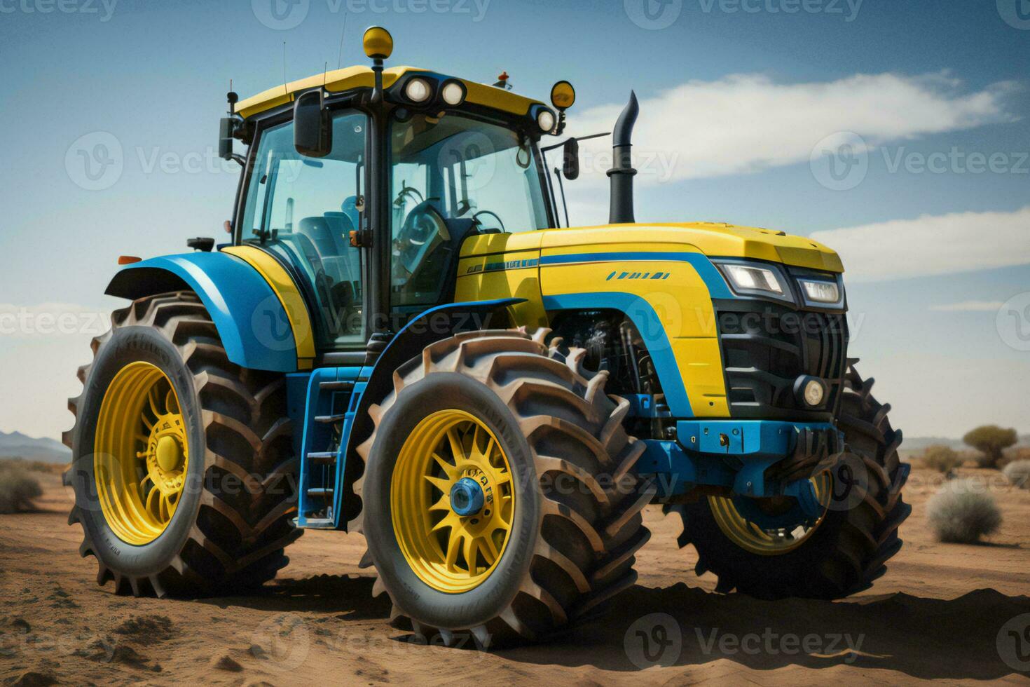 ai generado tractor en el desierto. generativo ai foto