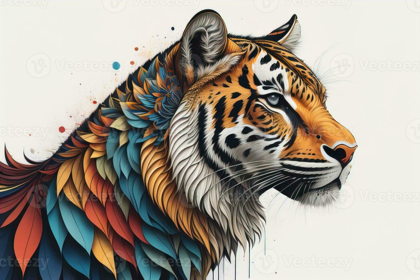 ai generado Tigre cabeza con vistoso antecedentes. ai generativo foto