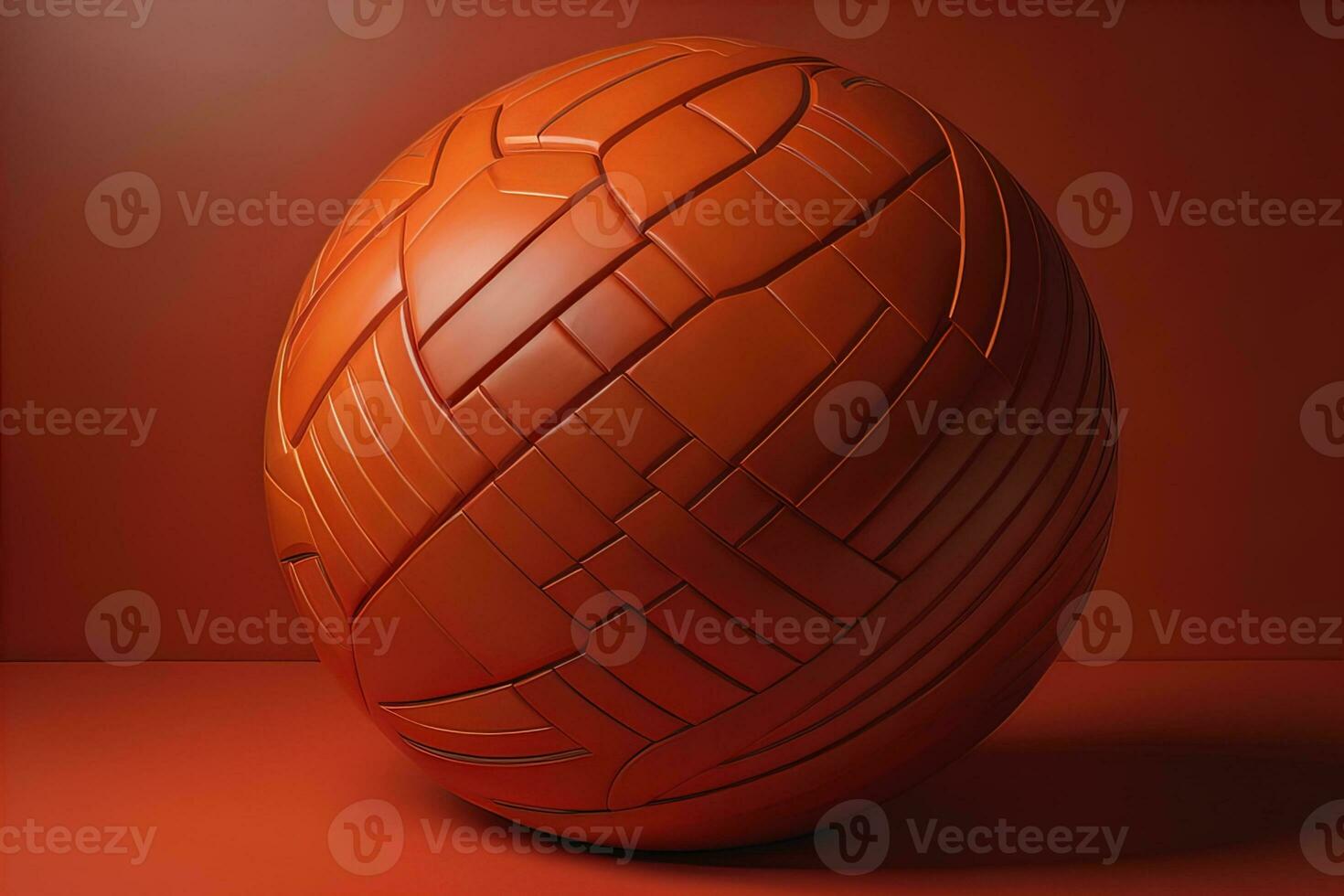 AI generated an orange fitness ball on a red background. generative ai photo