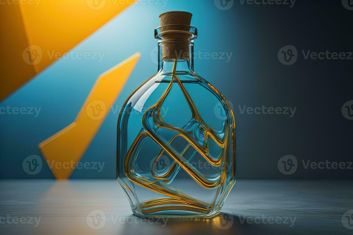 AI generated Bottle with a liquid on a solid color background. ai generative photo