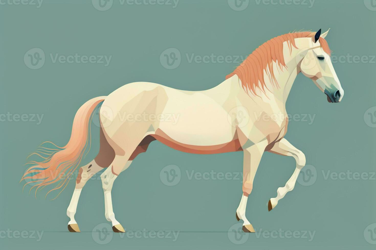 AI generated Brown and white horse standing. Vector illustration. ai generative photo