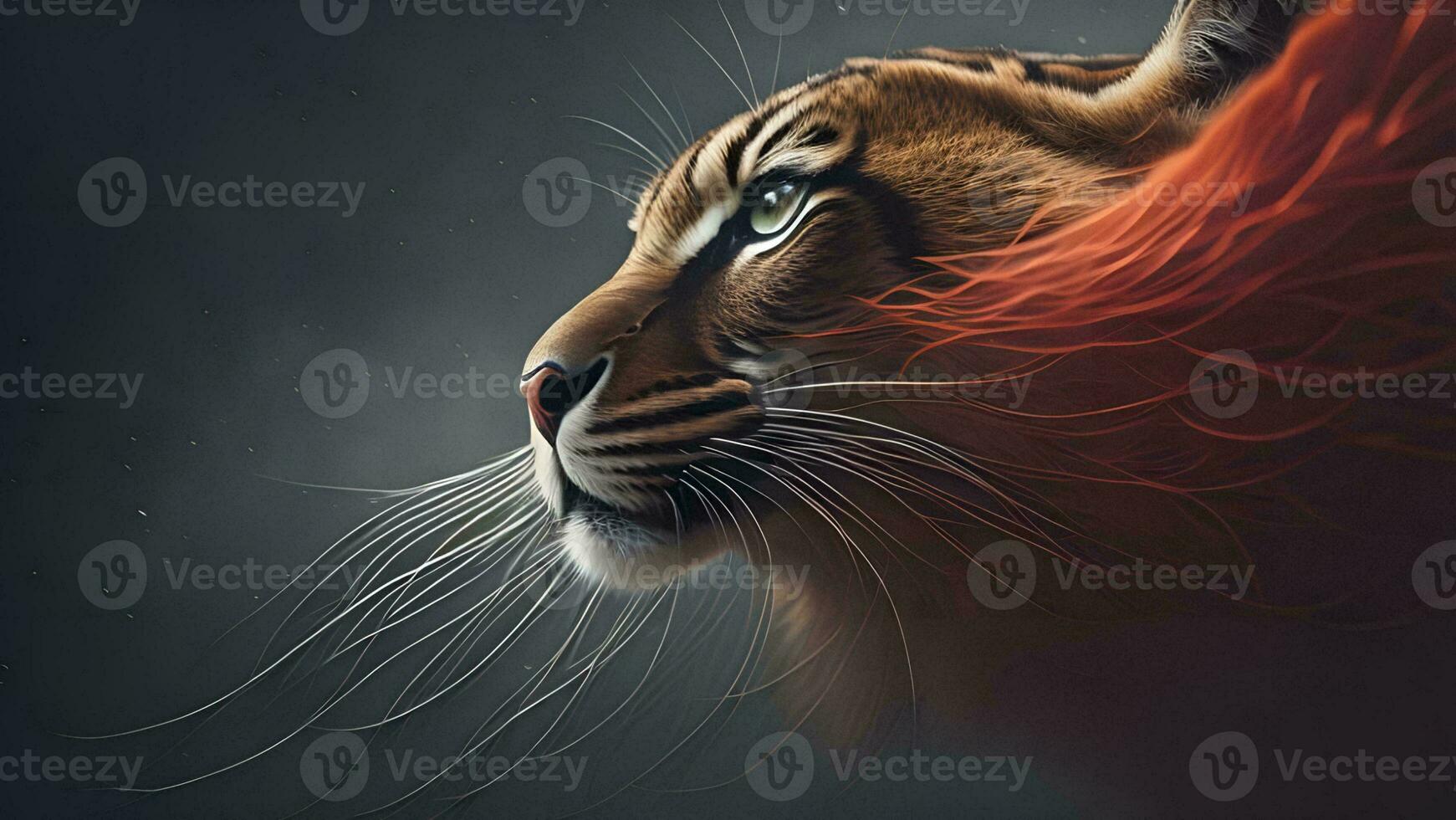 AI generated Portrait of a tiger on a dark background. generative ai photo