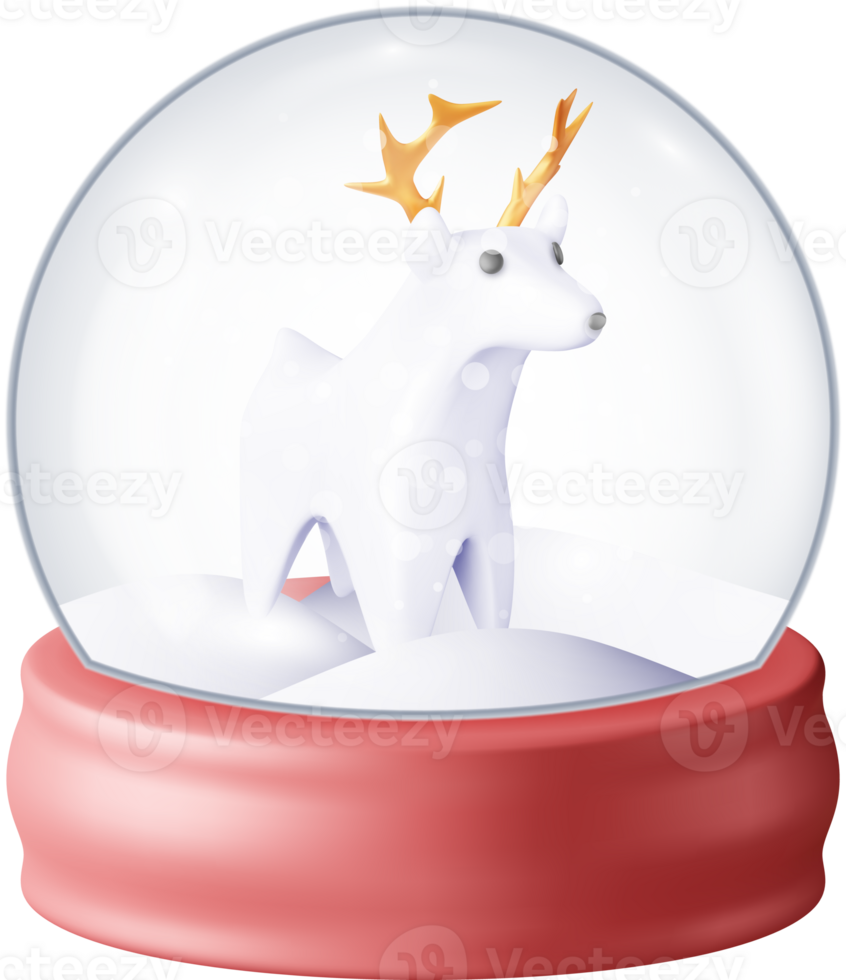 3d bicchiere Natale neve globo con cervo png