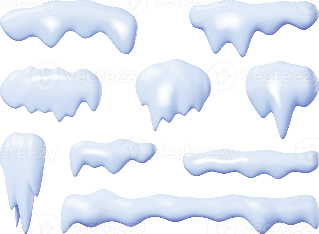 3d ensemble de neige la glace formes png