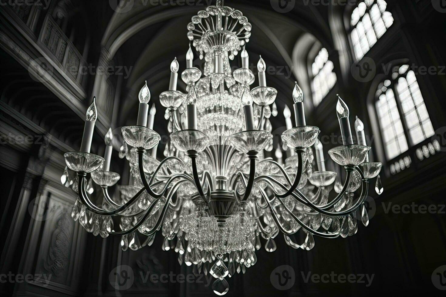 AI generated Luxury chandelier isolated on dark background. ai generative photo
