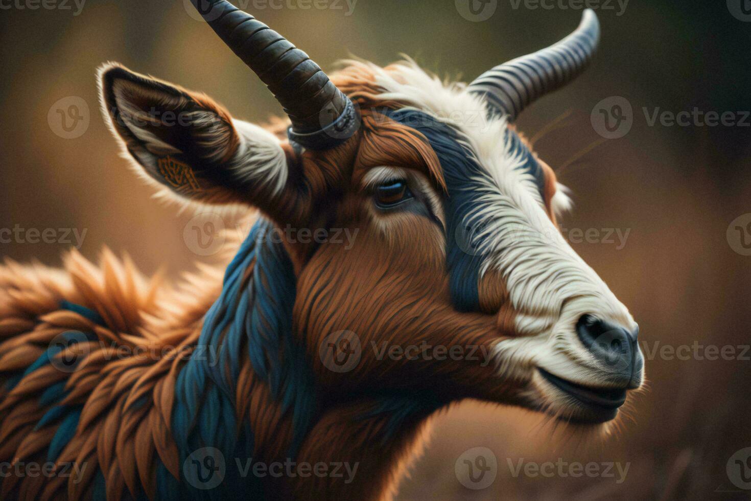 AI generated Close-up portrait of a wild African antelope in the wild. ai generated photo
