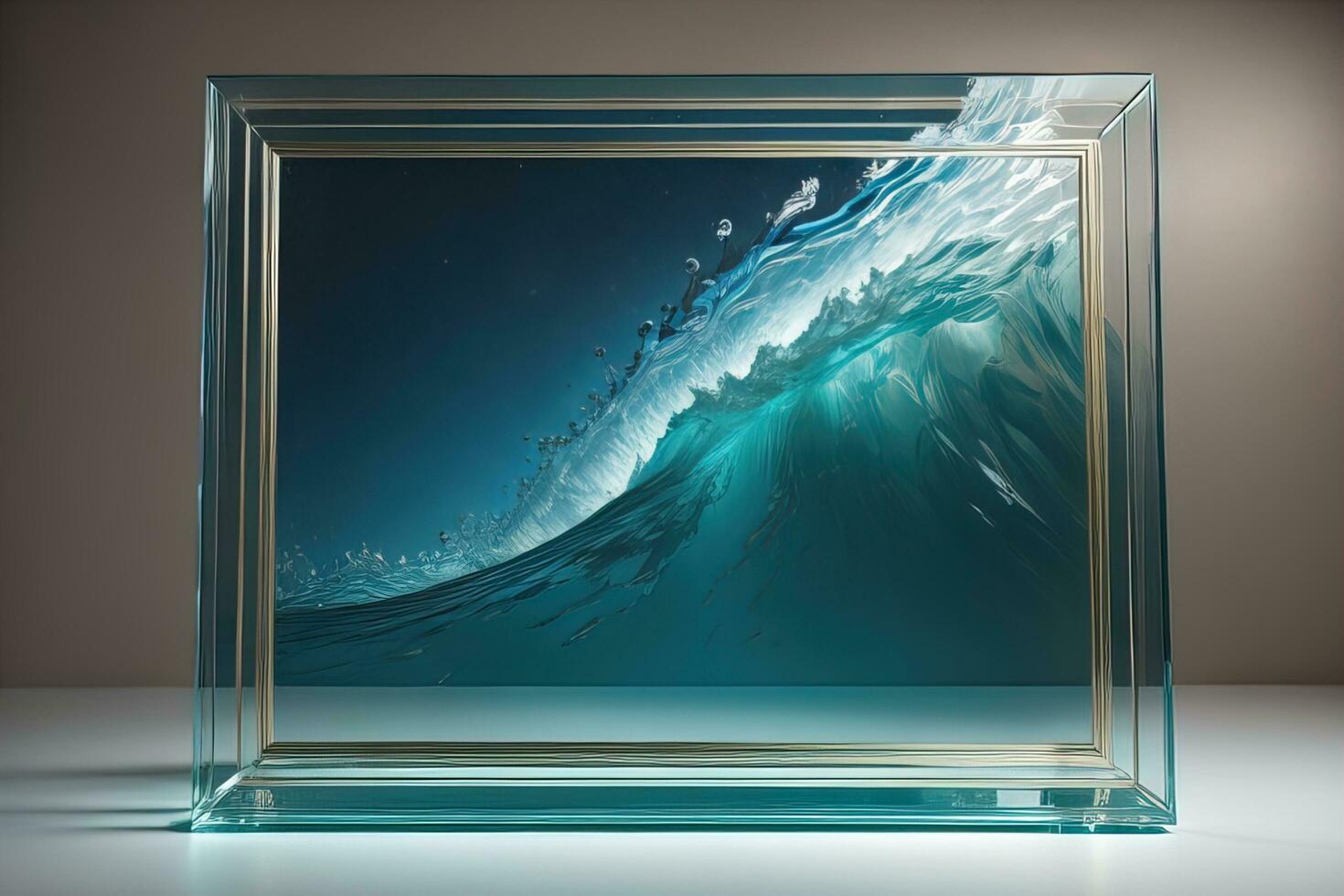AI generated Glass picture frame on a solid color background. ai generative photo