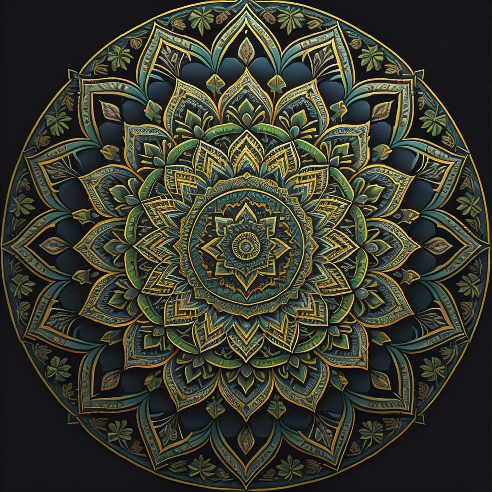 AI generated Mandala. Ethnic decorative element. Hand drawn backdrop. Islam, Arabic, Indian, ottoman motifs. generative ai photo
