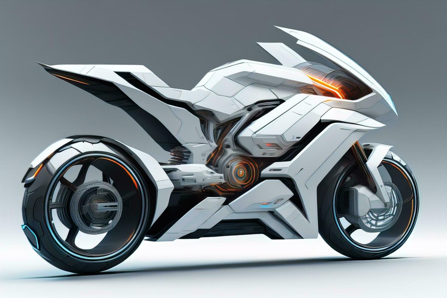 AI generated a white super sports motorcycle on a gray background. ai generative photo