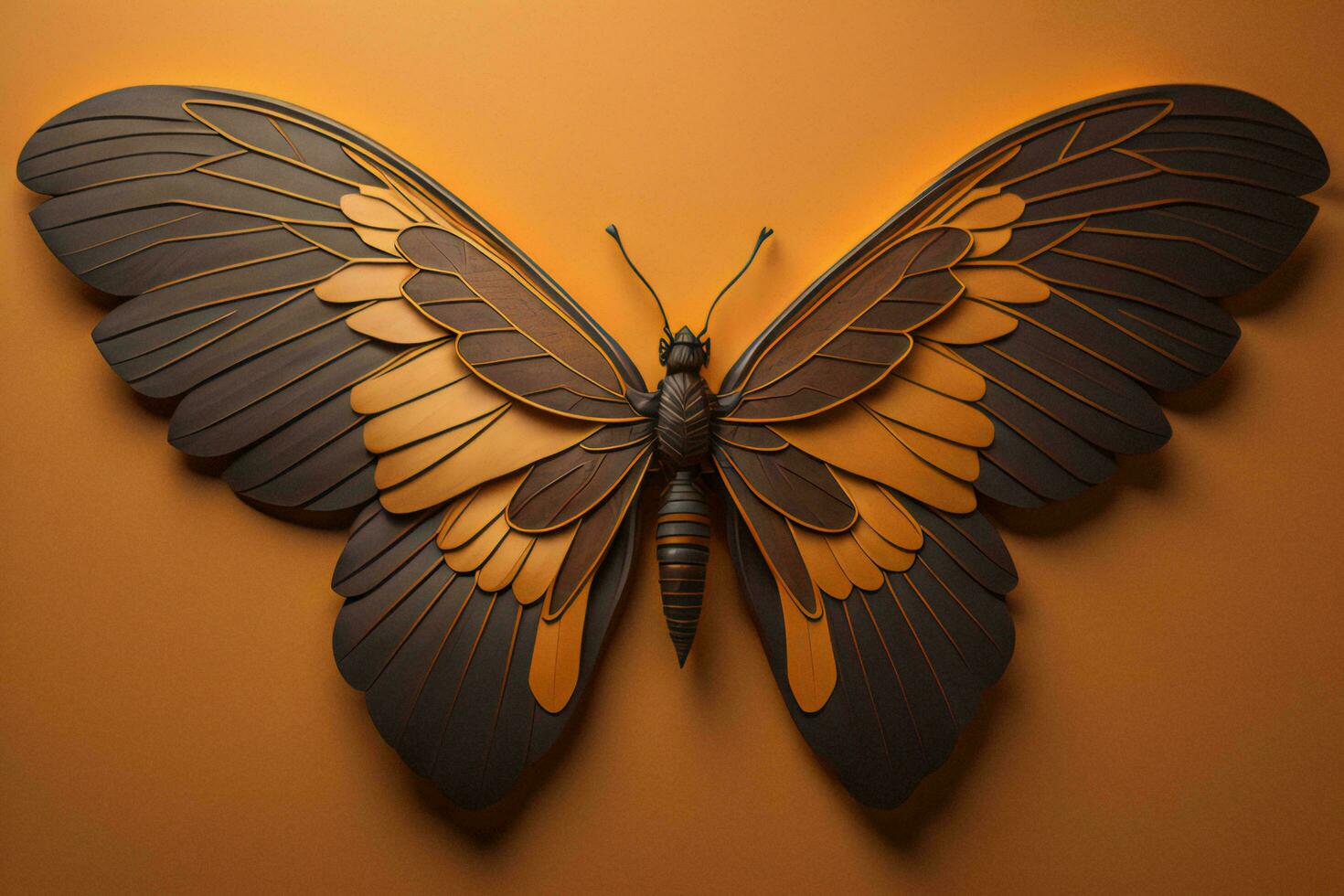 AI generated butterfly wings on orange background. generative ai photo