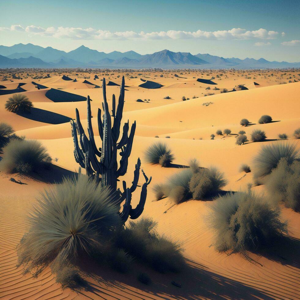 AI generated Desert landscape with cactuses in the Namib desert. generative ai photo