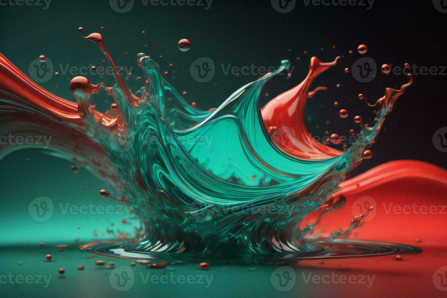 AI generated abstract background, liquid splash, red and blue. ai generated photo