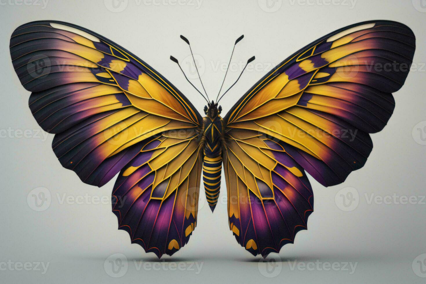 AI generated Butterfly with colorful wings on a gray background. generative ai photo
