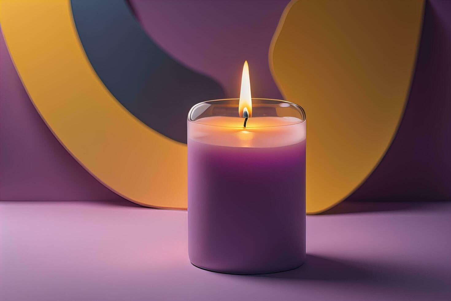 AI generated Creative burning candle on a wooden background. ai generative photo